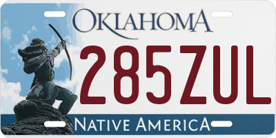 OK license plate 285ZUL