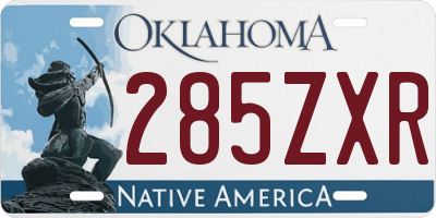 OK license plate 285ZXR