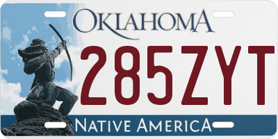 OK license plate 285ZYT