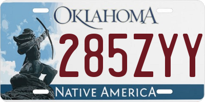 OK license plate 285ZYY