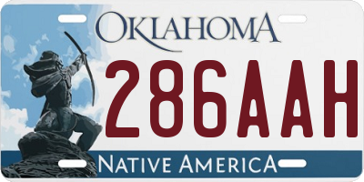 OK license plate 286AAH