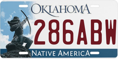 OK license plate 286ABW
