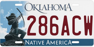 OK license plate 286ACW