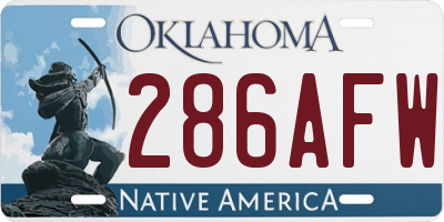 OK license plate 286AFW