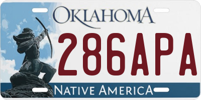 OK license plate 286APA