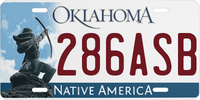 OK license plate 286ASB