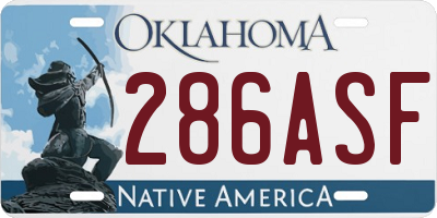 OK license plate 286ASF