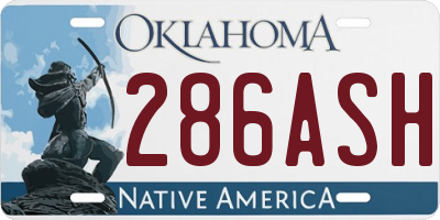 OK license plate 286ASH