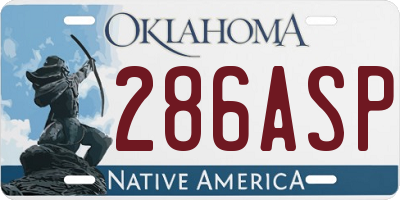 OK license plate 286ASP
