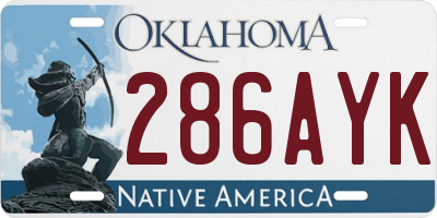 OK license plate 286AYK