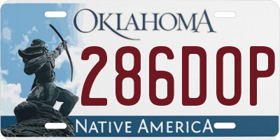 OK license plate 286DOP