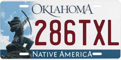 OK license plate 286TXL