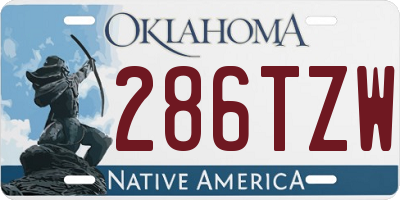 OK license plate 286TZW