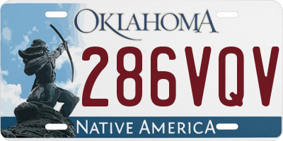 OK license plate 286VQV