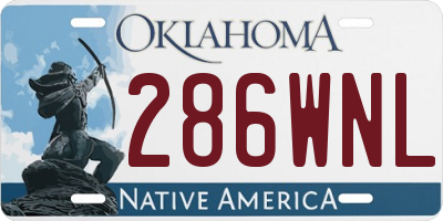 OK license plate 286WNL