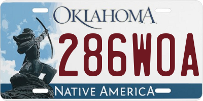 OK license plate 286WOA