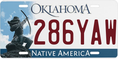 OK license plate 286YAW