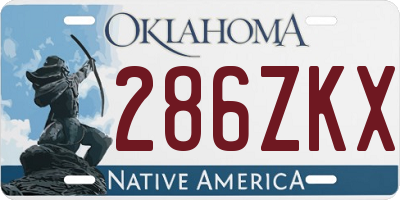 OK license plate 286ZKX
