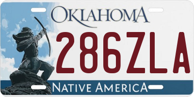 OK license plate 286ZLA