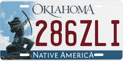 OK license plate 286ZLI