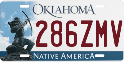 OK license plate 286ZMV