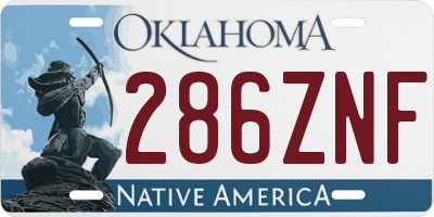 OK license plate 286ZNF