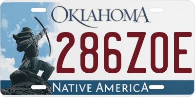 OK license plate 286ZOE