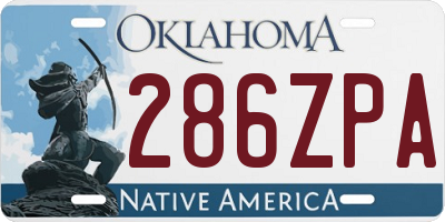 OK license plate 286ZPA