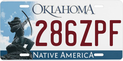 OK license plate 286ZPF