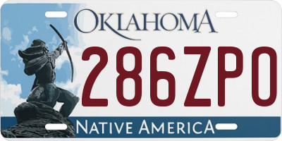 OK license plate 286ZPO