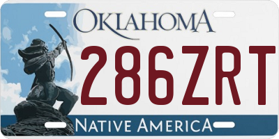 OK license plate 286ZRT