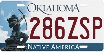 OK license plate 286ZSP