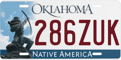 OK license plate 286ZUK