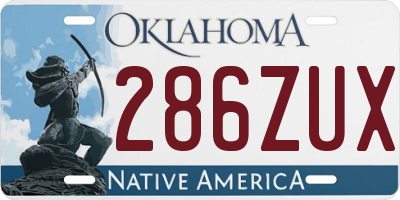 OK license plate 286ZUX