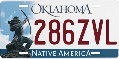 OK license plate 286ZVL