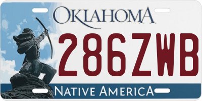 OK license plate 286ZWB