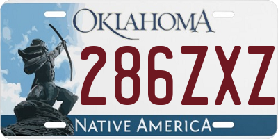 OK license plate 286ZXZ