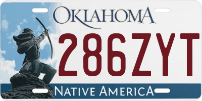 OK license plate 286ZYT