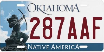 OK license plate 287AAF