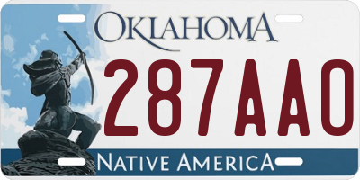 OK license plate 287AAO