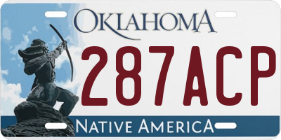 OK license plate 287ACP