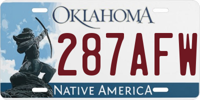 OK license plate 287AFW