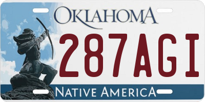 OK license plate 287AGI