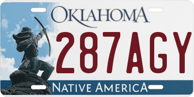 OK license plate 287AGY