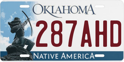 OK license plate 287AHD