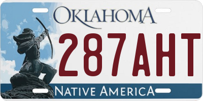 OK license plate 287AHT