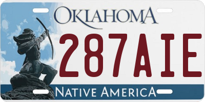 OK license plate 287AIE