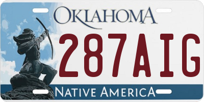 OK license plate 287AIG
