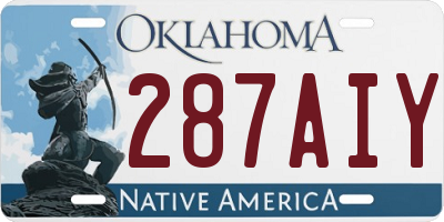 OK license plate 287AIY