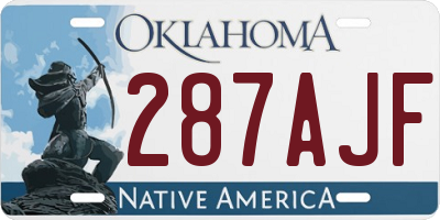OK license plate 287AJF